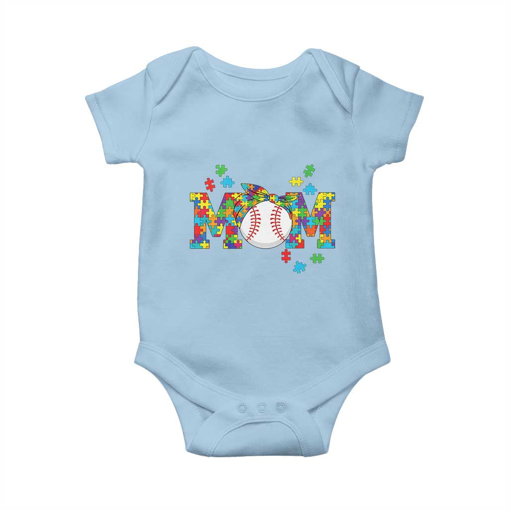 Autism Acceptance Baseball Mom Baby Onesie Proud Mom Inclusive Support Graphic