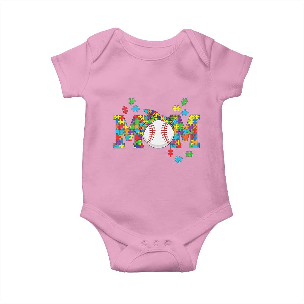 Autism Acceptance Baseball Mom Baby Onesie Proud Mom Inclusive Support Graphic