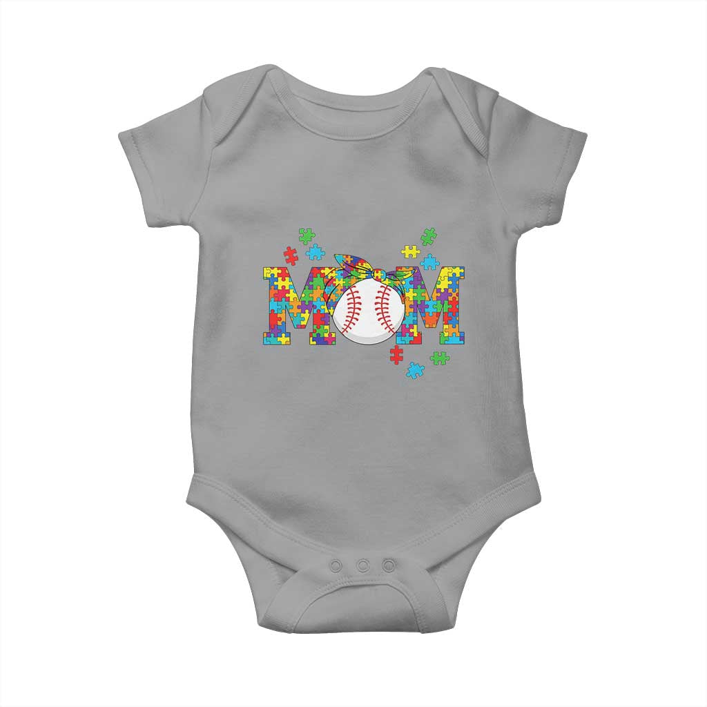 Autism Acceptance Baseball Mom Baby Onesie Proud Mom Inclusive Support Graphic