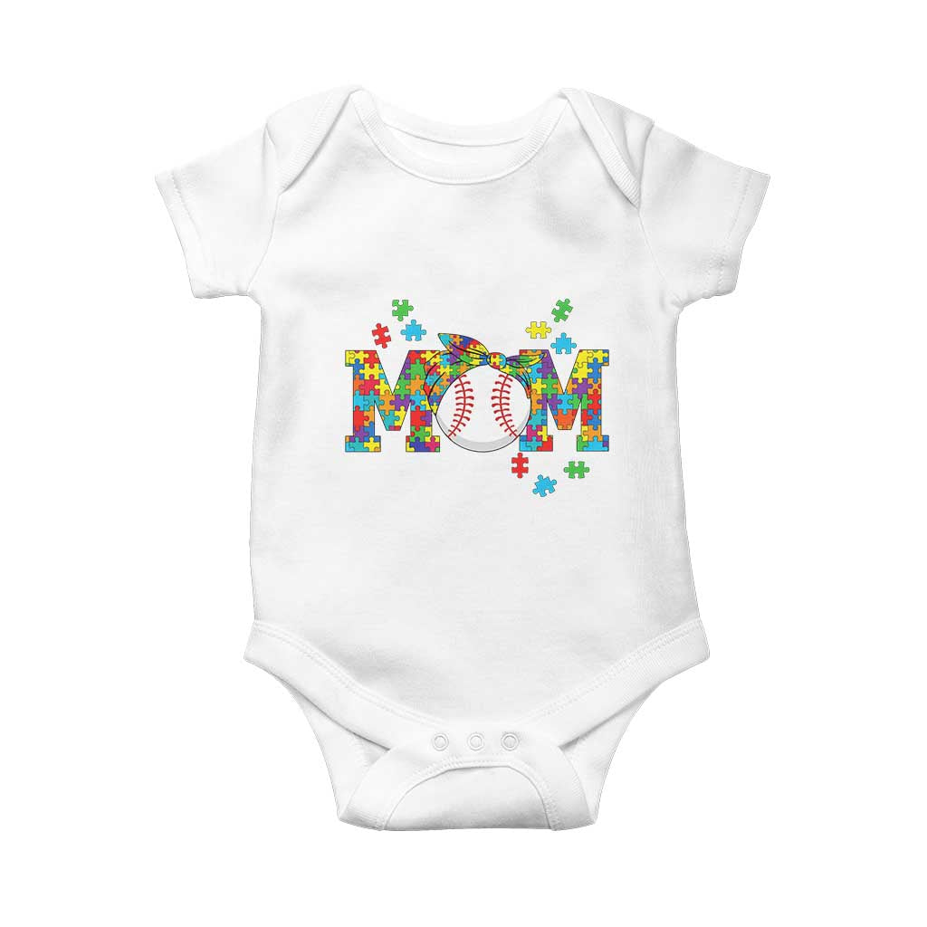 Autism Acceptance Baseball Mom Baby Onesie Proud Mom Inclusive Support Graphic