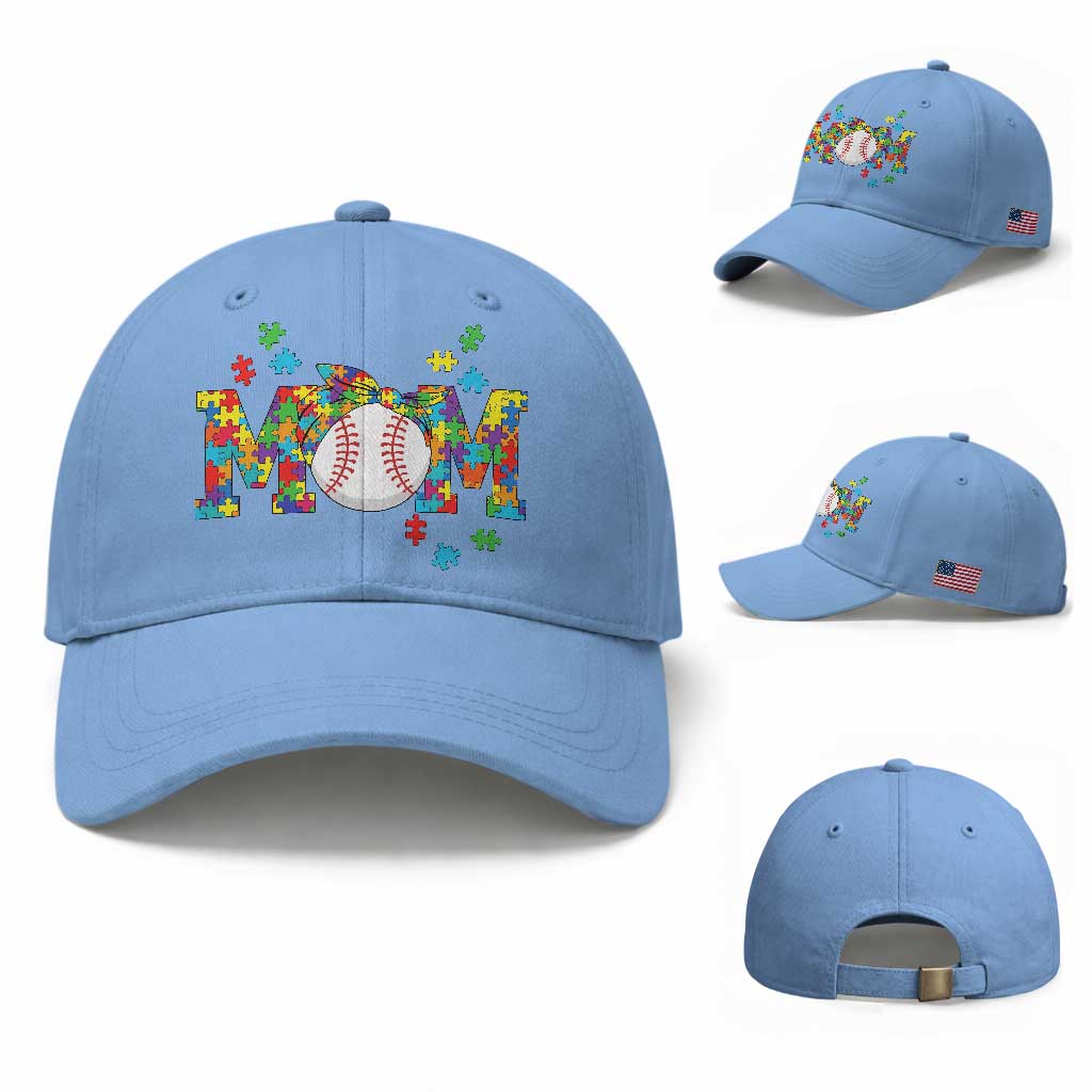 Autism Acceptance Baseball Mom Baseball Cap Proud Mom Inclusive Support Graphic