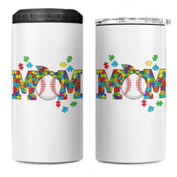 Autism Acceptance Baseball Mom 4 in 1 Can Cooler Tumbler Proud Mom Inclusive Support Graphic