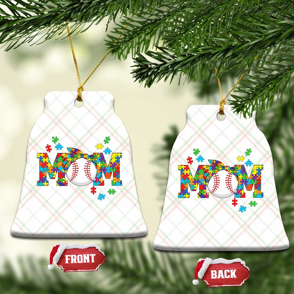 Autism Acceptance Baseball Mom Ceramic Ornament Proud Mom Inclusive Support Graphic