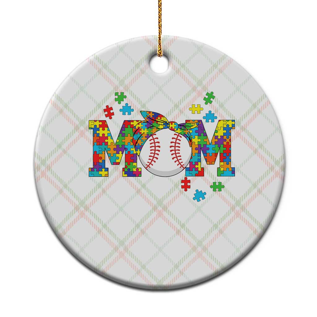 Autism Acceptance Baseball Mom Ceramic Ornament Proud Mom Inclusive Support Graphic