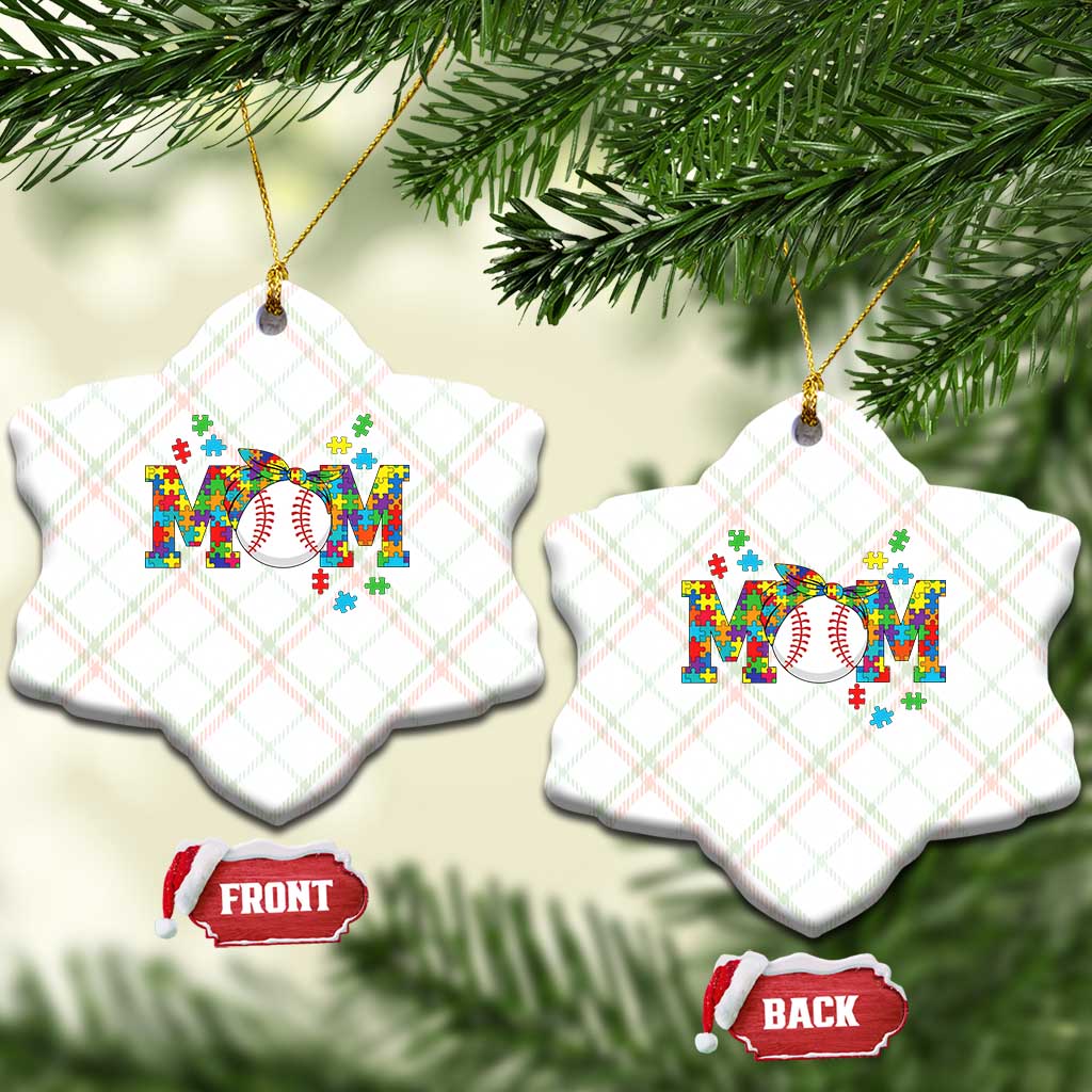 Autism Acceptance Baseball Mom Ceramic Ornament Proud Mom Inclusive Support Graphic