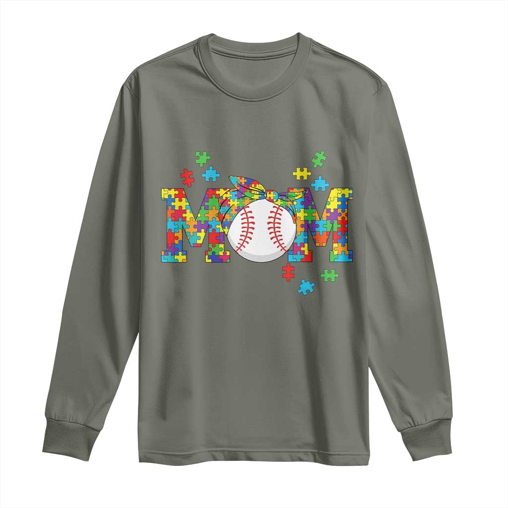 Autism Acceptance Baseball Mom Long Sleeve Shirt Proud Mom Inclusive Support Graphic