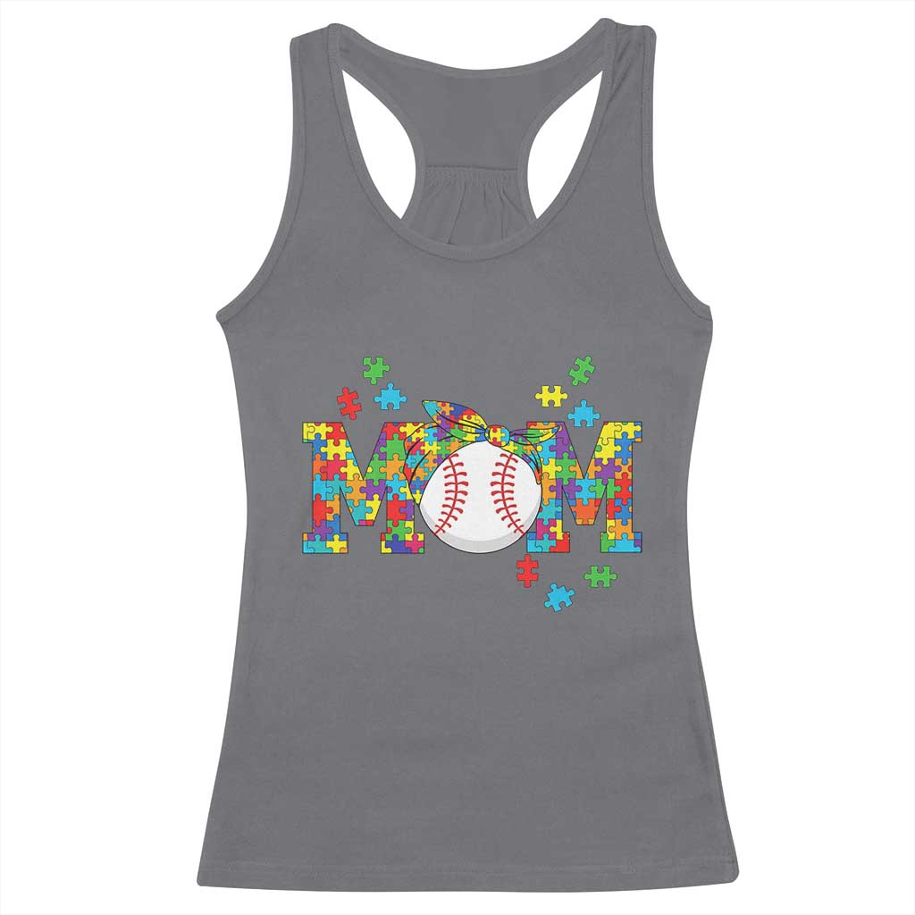 Autism Acceptance Baseball Mom Racerback Tank Top Proud Mom Inclusive Support Graphic