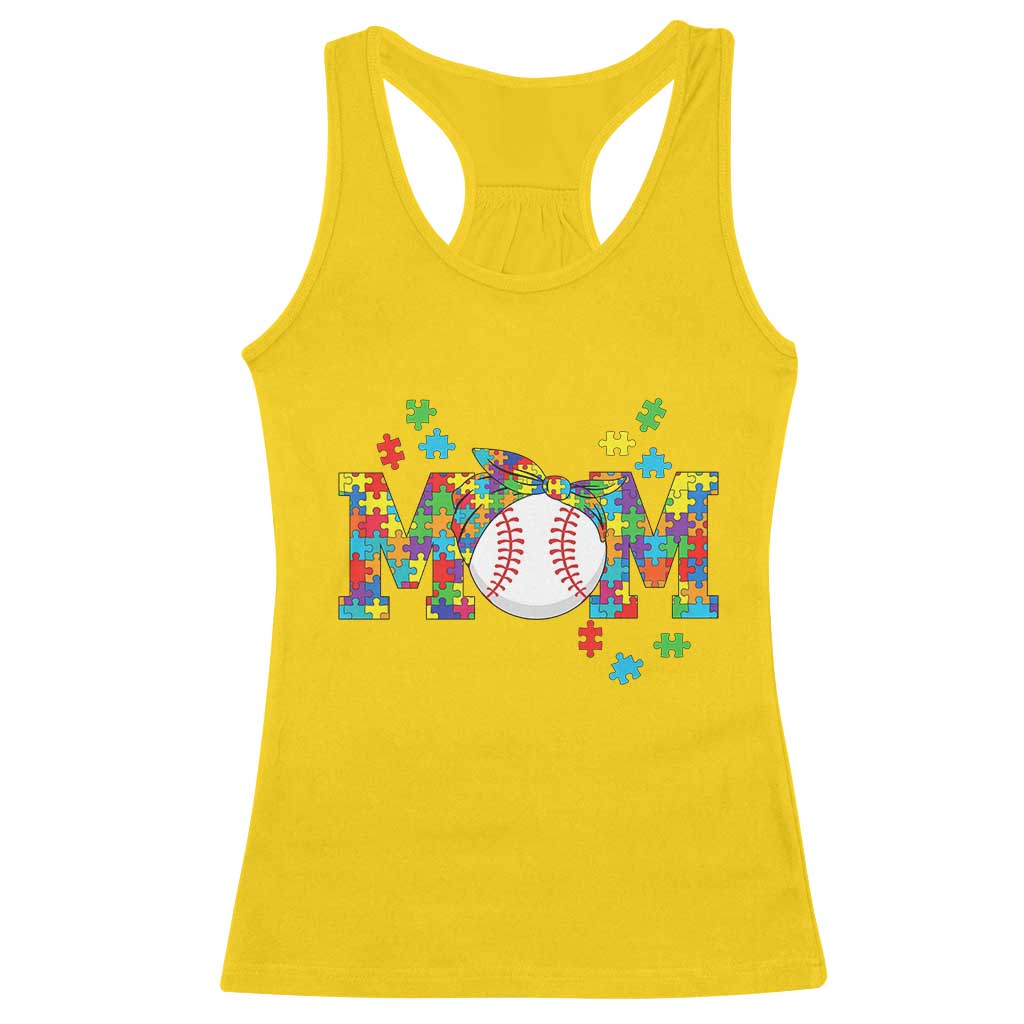 Autism Acceptance Baseball Mom Racerback Tank Top Proud Mom Inclusive Support Graphic