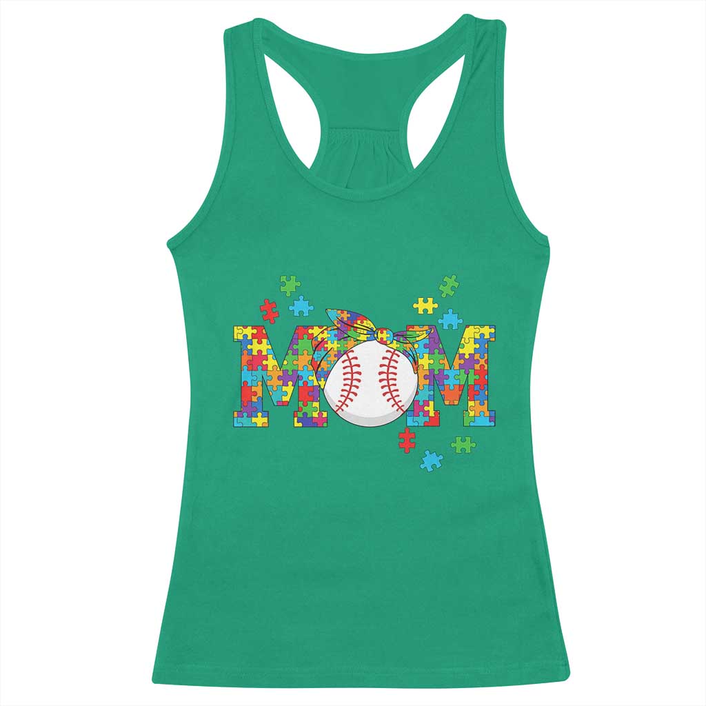 Autism Acceptance Baseball Mom Racerback Tank Top Proud Mom Inclusive Support Graphic