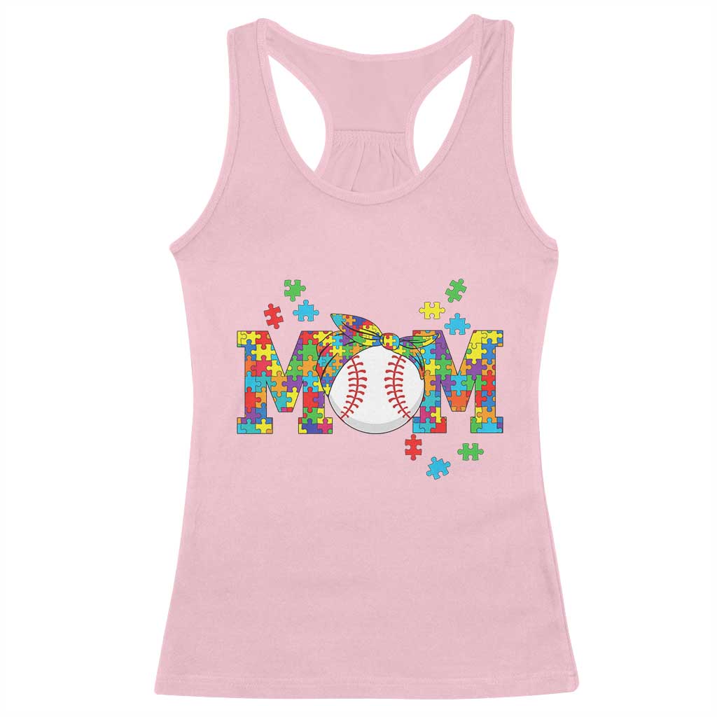 Autism Acceptance Baseball Mom Racerback Tank Top Proud Mom Inclusive Support Graphic
