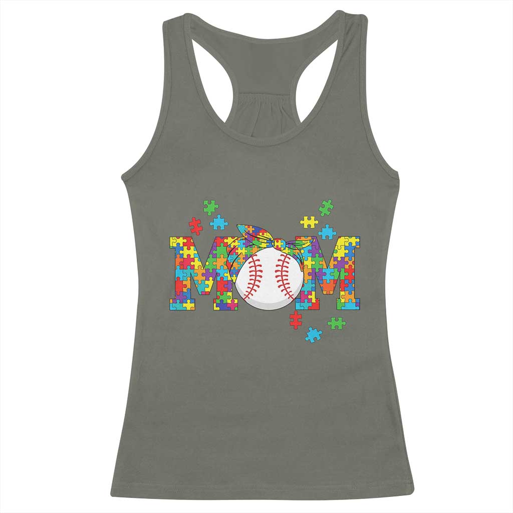 Autism Acceptance Baseball Mom Racerback Tank Top Proud Mom Inclusive Support Graphic