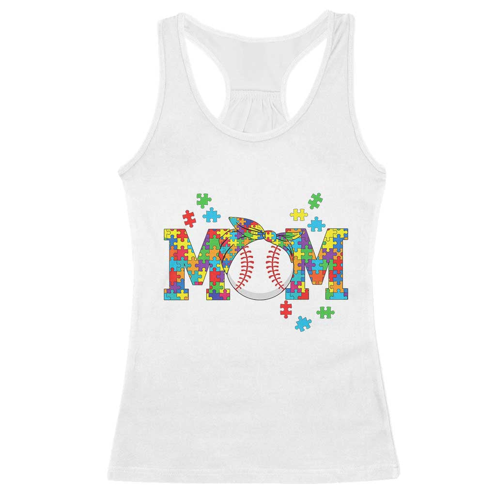 Autism Acceptance Baseball Mom Racerback Tank Top Proud Mom Inclusive Support Graphic
