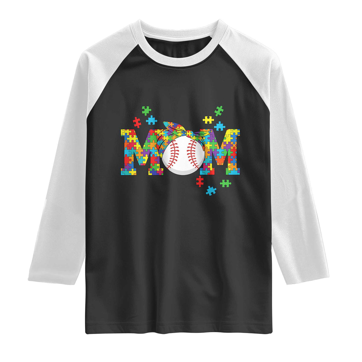 Autism Acceptance Baseball Mom Raglan Shirt Proud Mom Inclusive Support Graphic