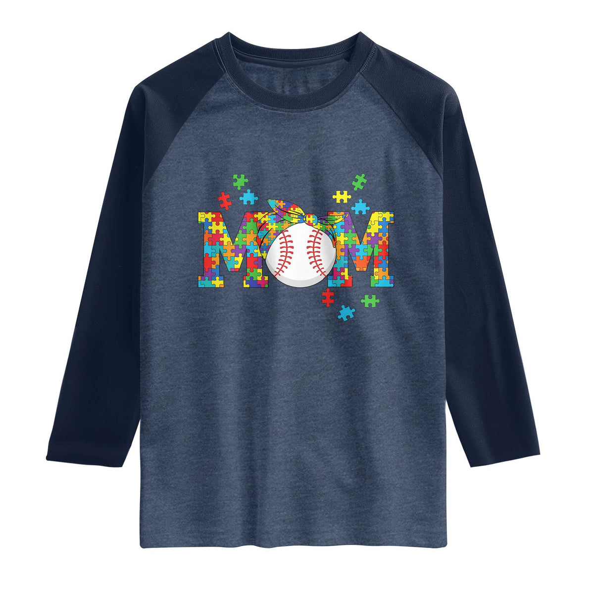 Autism Acceptance Baseball Mom Raglan Shirt Proud Mom Inclusive Support Graphic