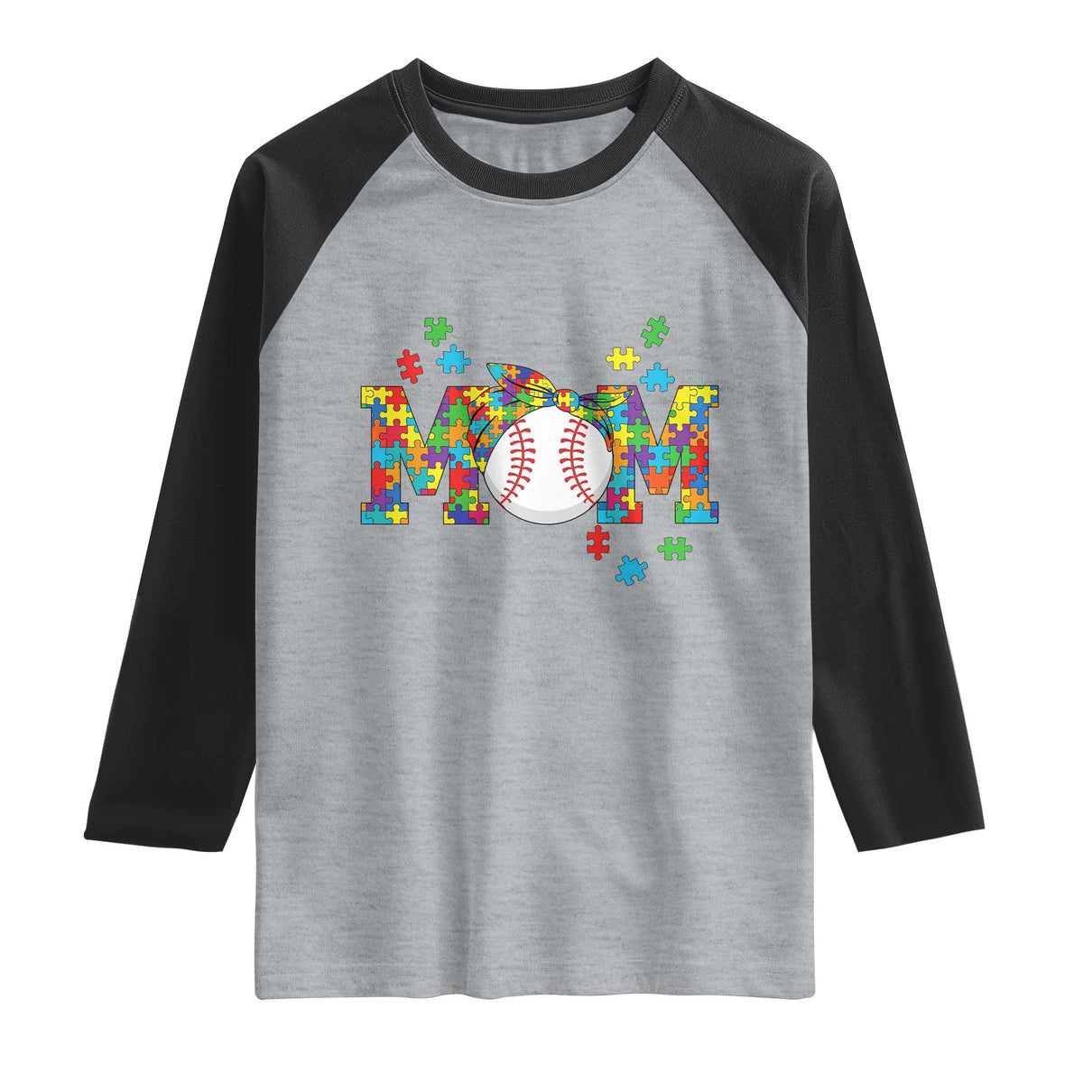 Autism Acceptance Baseball Mom Raglan Shirt Proud Mom Inclusive Support Graphic