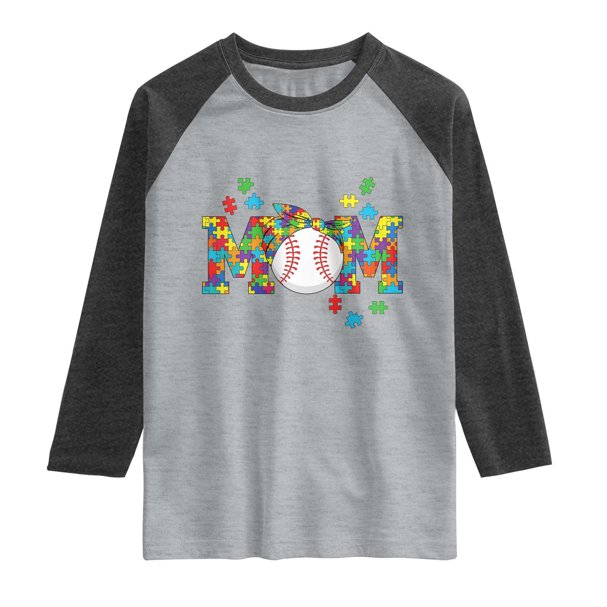 Autism Acceptance Baseball Mom Raglan Shirt Proud Mom Inclusive Support Graphic