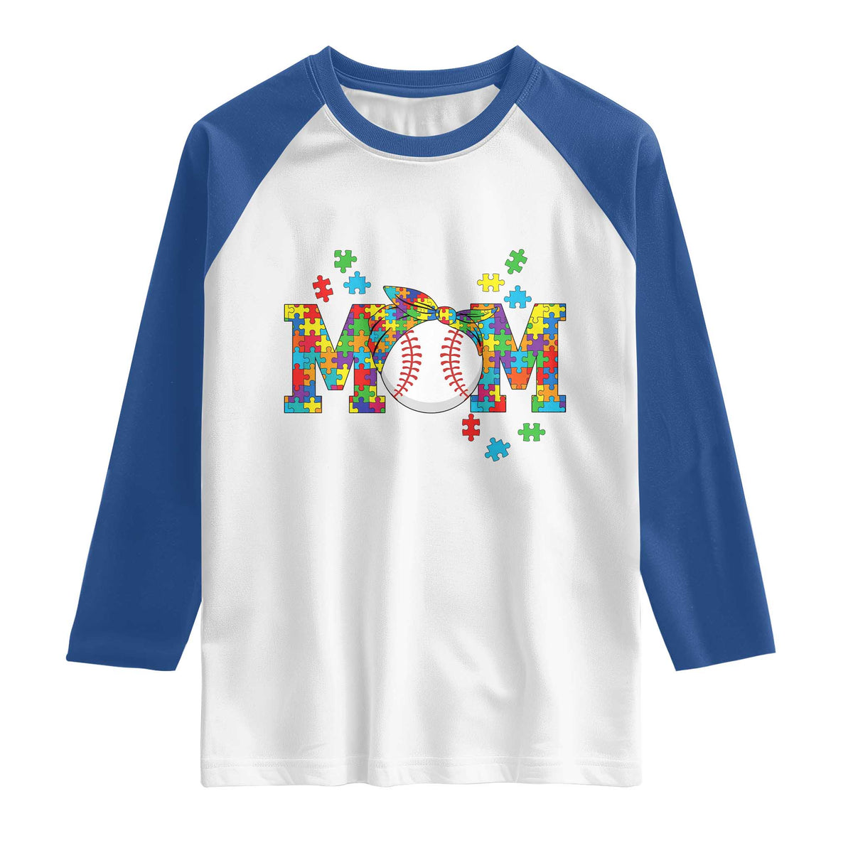 Autism Acceptance Baseball Mom Raglan Shirt Proud Mom Inclusive Support Graphic