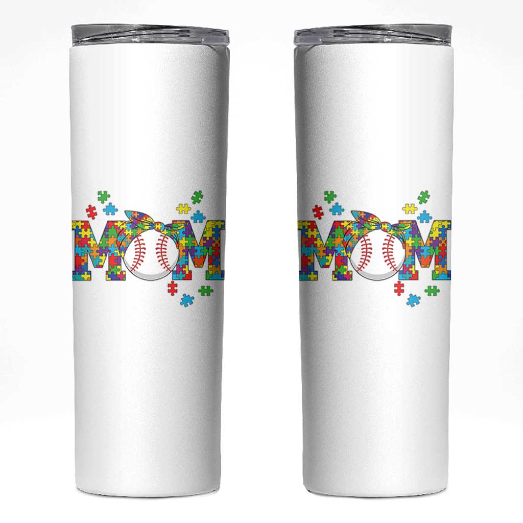 Autism Acceptance Baseball Mom Skinny Tumbler Proud Mom Inclusive Support Graphic