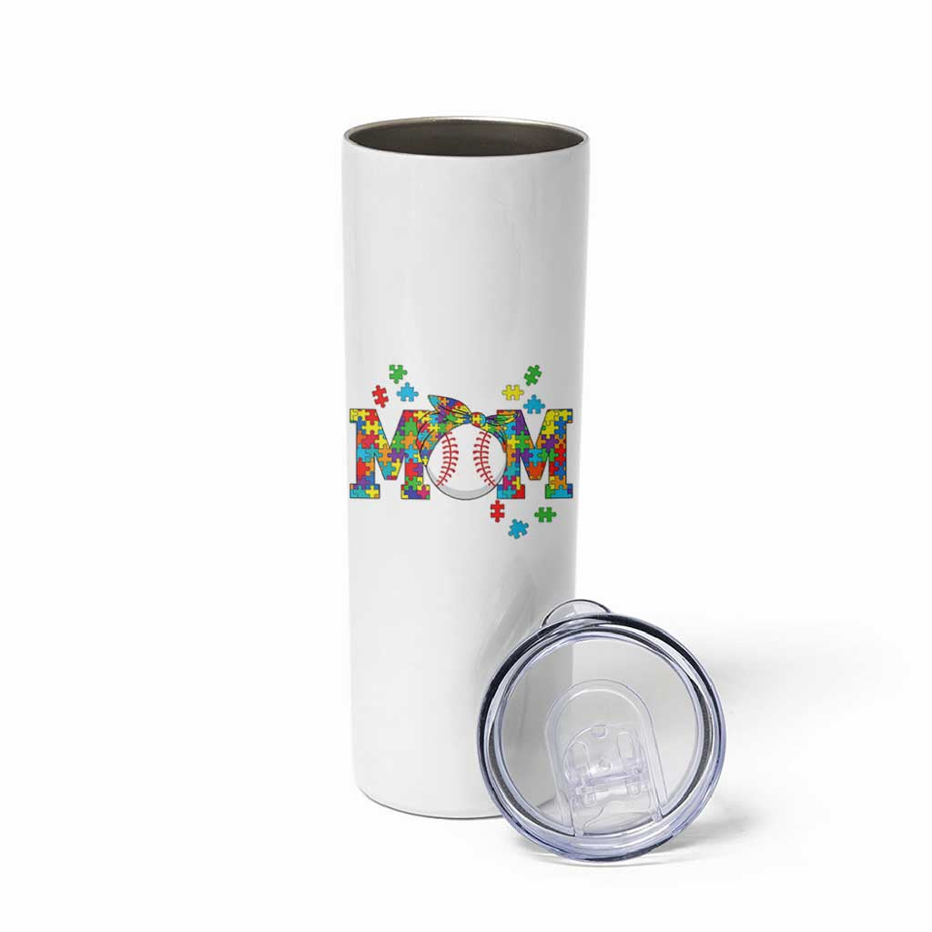 Autism Acceptance Baseball Mom Skinny Tumbler Proud Mom Inclusive Support Graphic