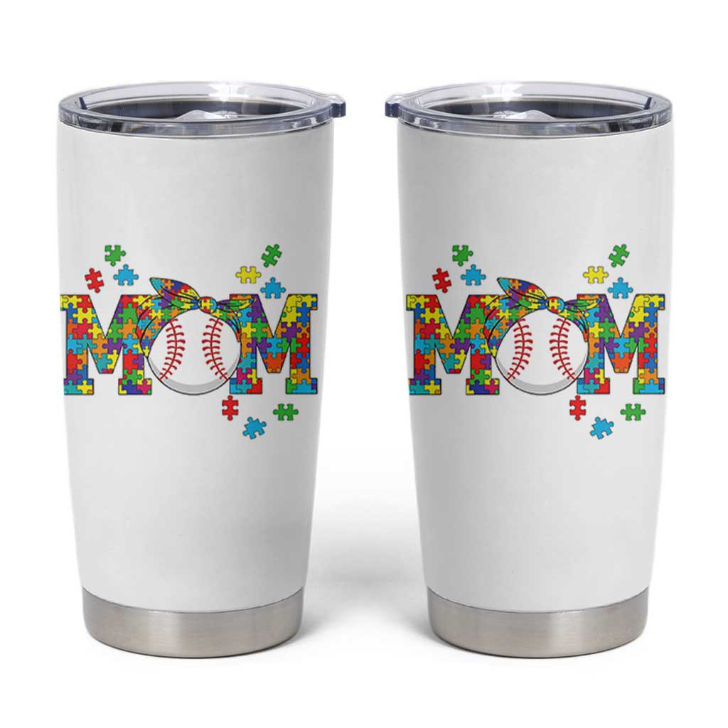 Autism Acceptance Baseball Mom Tumbler Cup Proud Mom Inclusive Support Graphic