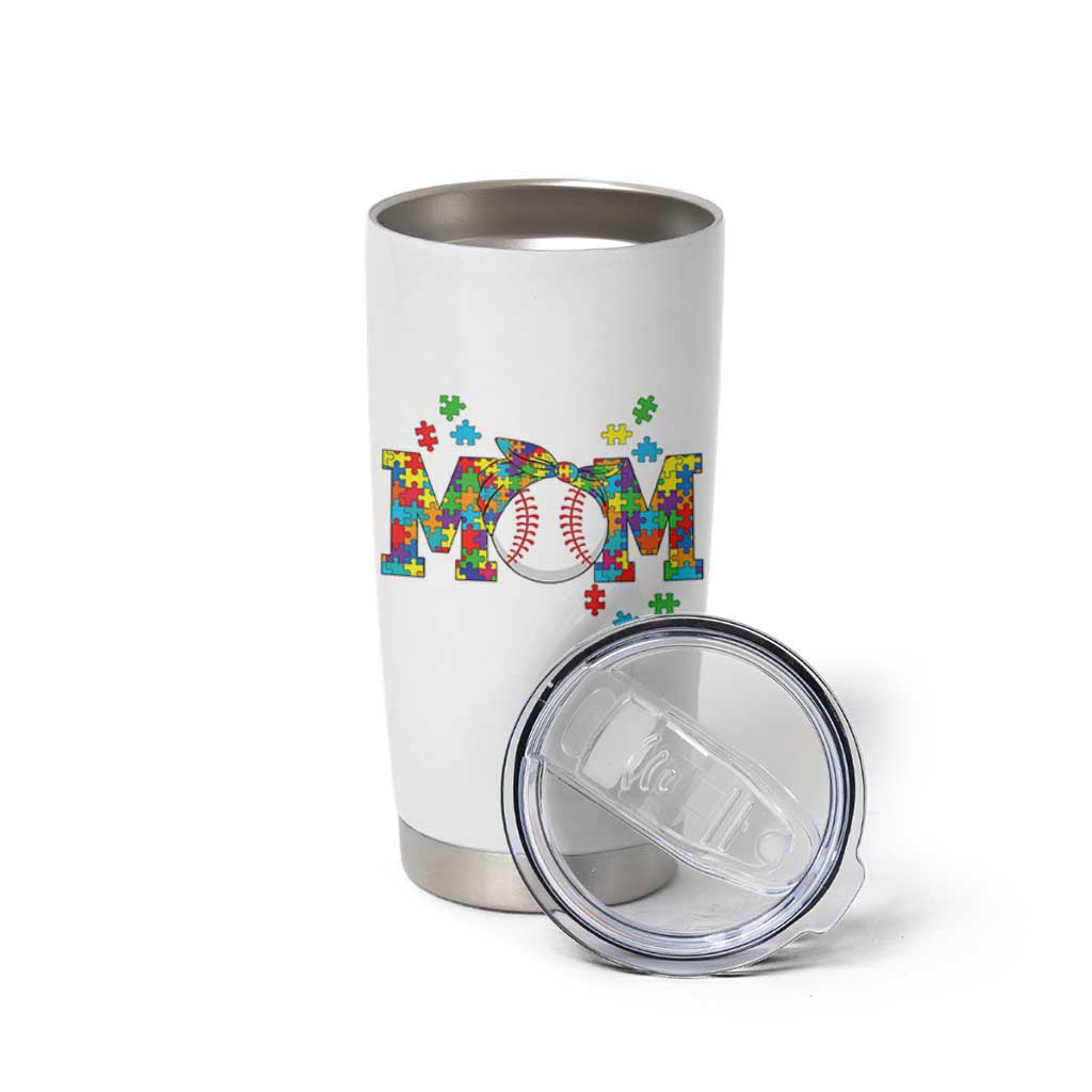 Autism Acceptance Baseball Mom Tumbler Cup Proud Mom Inclusive Support Graphic