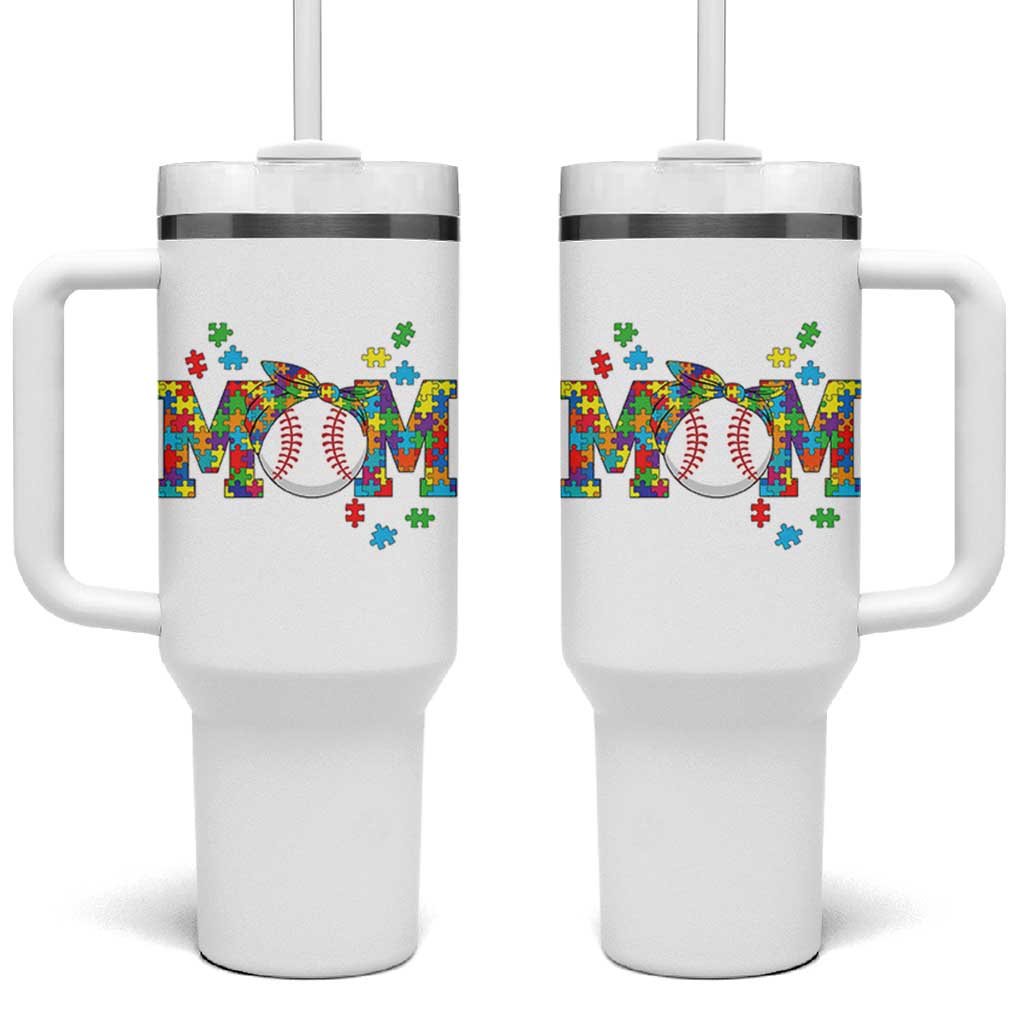 Autism Acceptance Baseball Mom Tumbler With Handle Proud Mom Inclusive Support Graphic