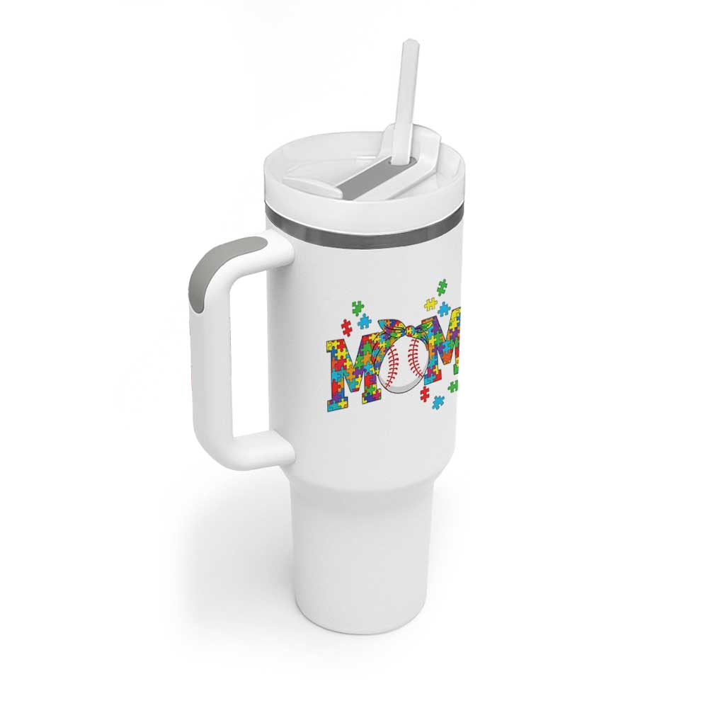 Autism Acceptance Baseball Mom Tumbler With Handle Proud Mom Inclusive Support Graphic
