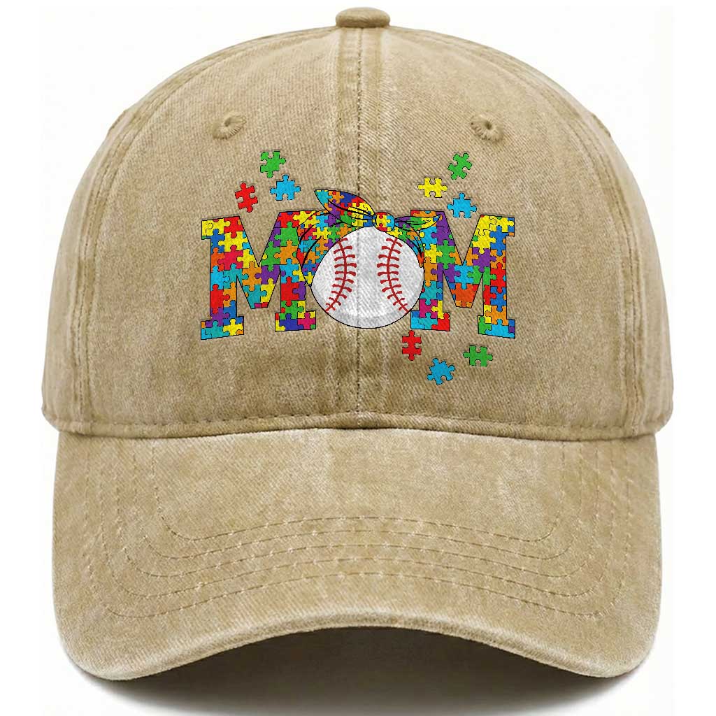 Autism Acceptance Baseball Mom Washed Cotton Baseball Cap Proud Mom Inclusive Support Graphic