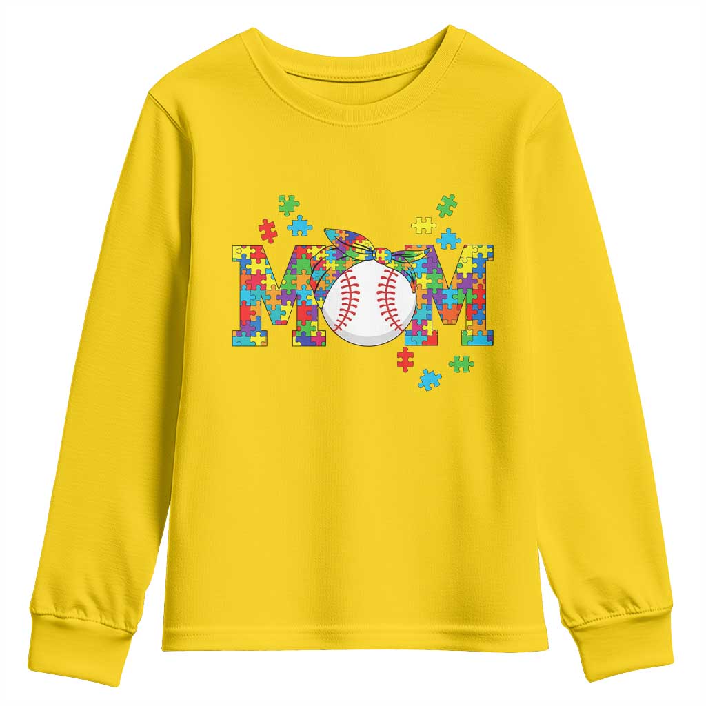 Autism Acceptance Baseball Mom Youth Sweatshirt Proud Mom Inclusive Support Graphic