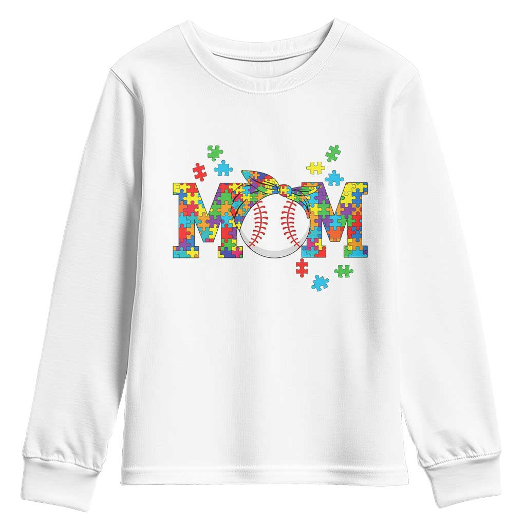 Autism Acceptance Baseball Mom Youth Sweatshirt Proud Mom Inclusive Support Graphic