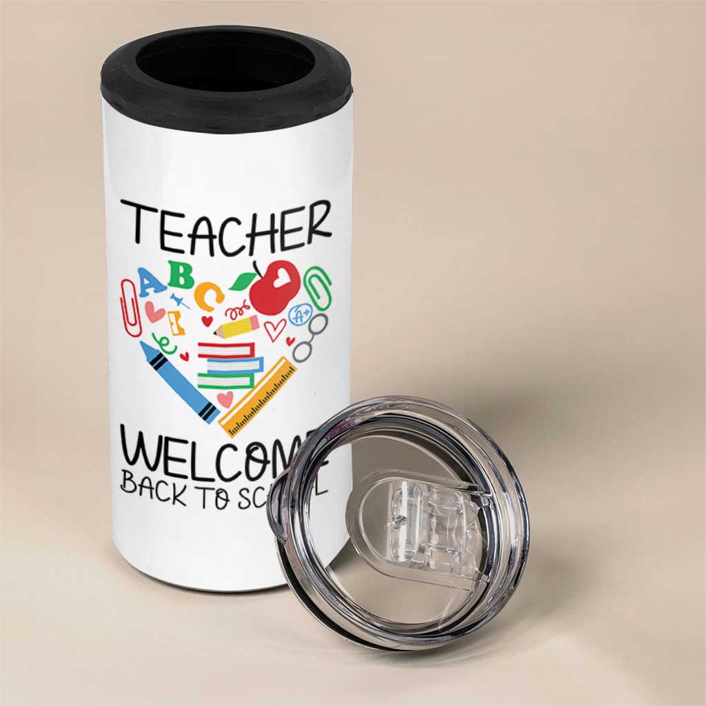 Teacher Welcome Back To School 4 in 1 Can Cooler Tumbler Cute Classroom Gift