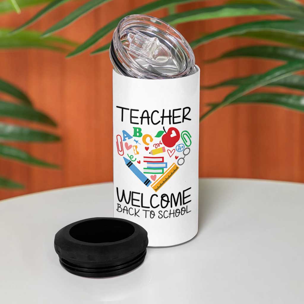 Teacher Welcome Back To School 4 in 1 Can Cooler Tumbler Cute Classroom Gift