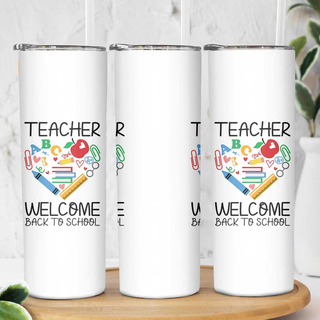 Teacher Welcome Back To School Skinny Tumbler Cute Classroom Gift