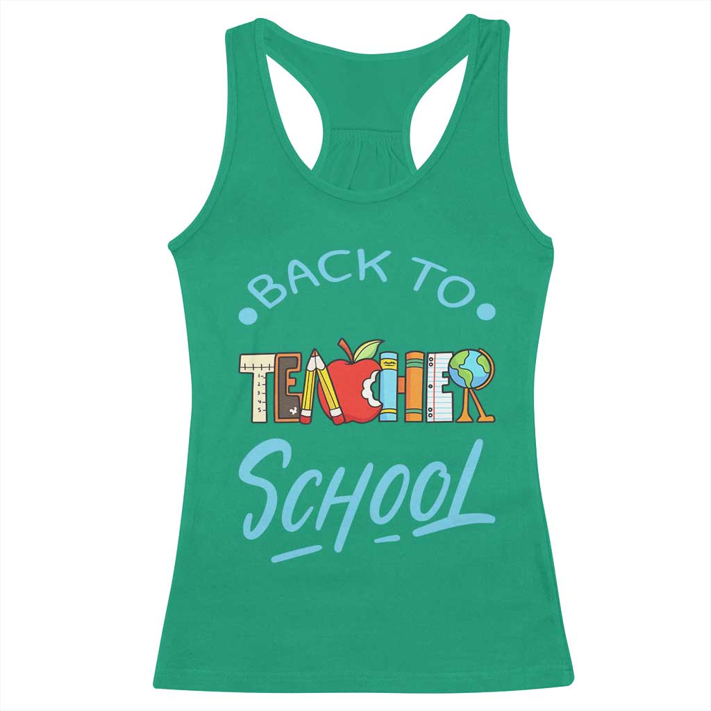Back To School Teacher Life Funny Educator Gift Racerback Tank Top - Wonder Print Shop