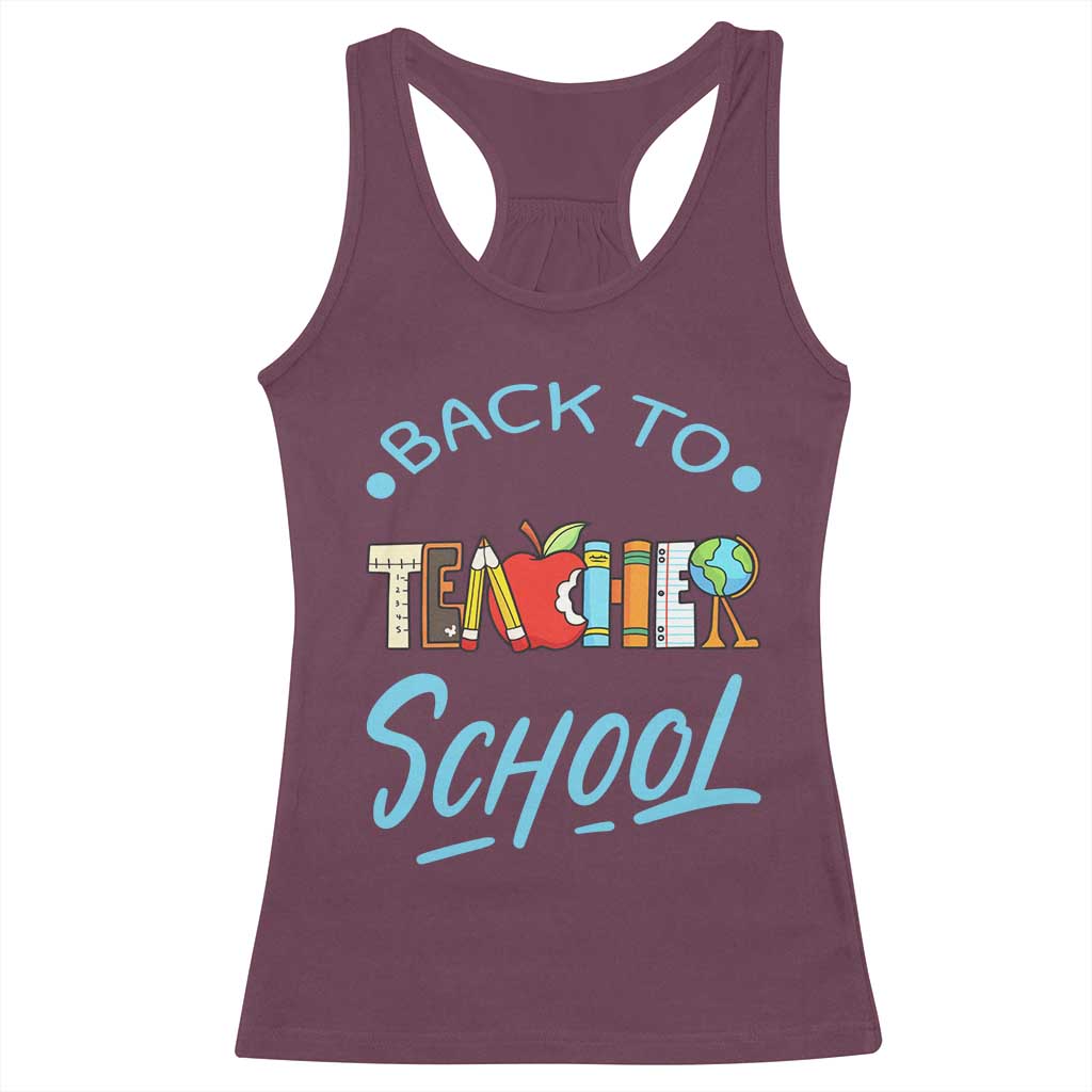 Back To School Teacher Life Funny Educator Gift Racerback Tank Top - Wonder Print Shop