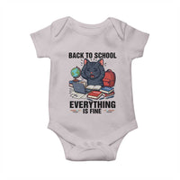 Funny Black Cat Baby Onesie Back To School Everything Is Fine - Wonder Print Shop