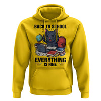 Funny Black Cat Hoodie Back To School Everything Is Fine - Wonder Print Shop