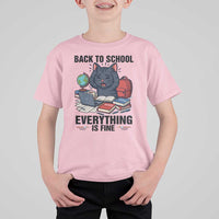 Funny Black Cat T Shirt For Kid Back To School Everything Is Fine - Wonder Print Shop