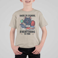 Funny Black Cat T Shirt For Kid Back To School Everything Is Fine - Wonder Print Shop