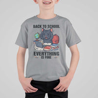 Funny Black Cat T Shirt For Kid Back To School Everything Is Fine - Wonder Print Shop