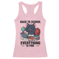 Funny Black Cat Racerback Tank Top Back To School Everything Is Fine - Wonder Print Shop
