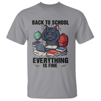 Funny Black Cat T Shirt Back To School Everything Is Fine - Wonder Print Shop