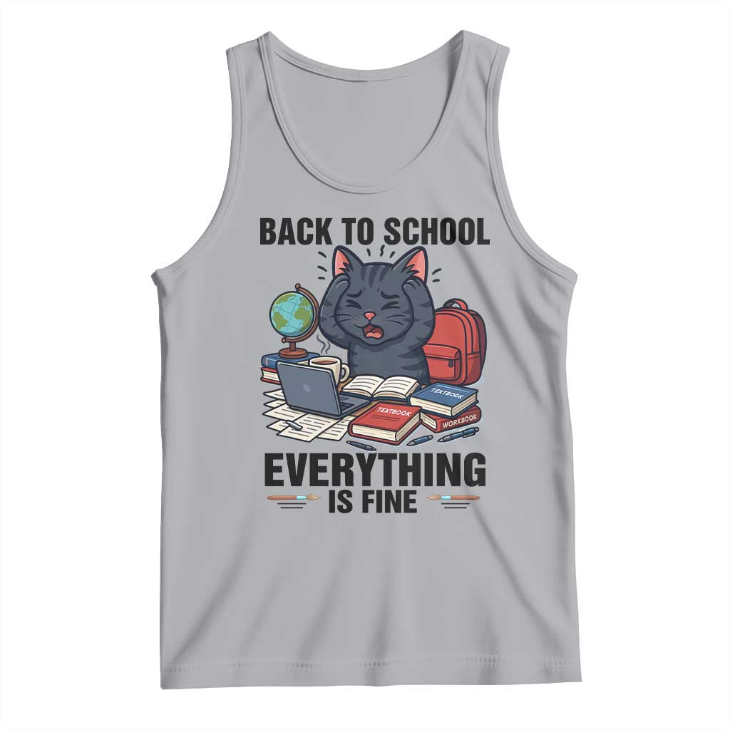Funny Black Cat Tank Top Back To School Everything Is Fine - Wonder Print Shop