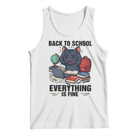 Funny Black Cat Tank Top Back To School Everything Is Fine - Wonder Print Shop