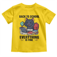 Funny Black Cat Toddler T Shirt Back To School Everything Is Fine - Wonder Print Shop