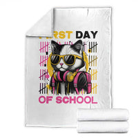 Funny Cat First Day Of School Throw Blanket Back To School Gift For Kids - Wonder Print Shop