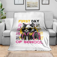 Funny Cat First Day Of School Throw Blanket Back To School Gift For Kids - Wonder Print Shop