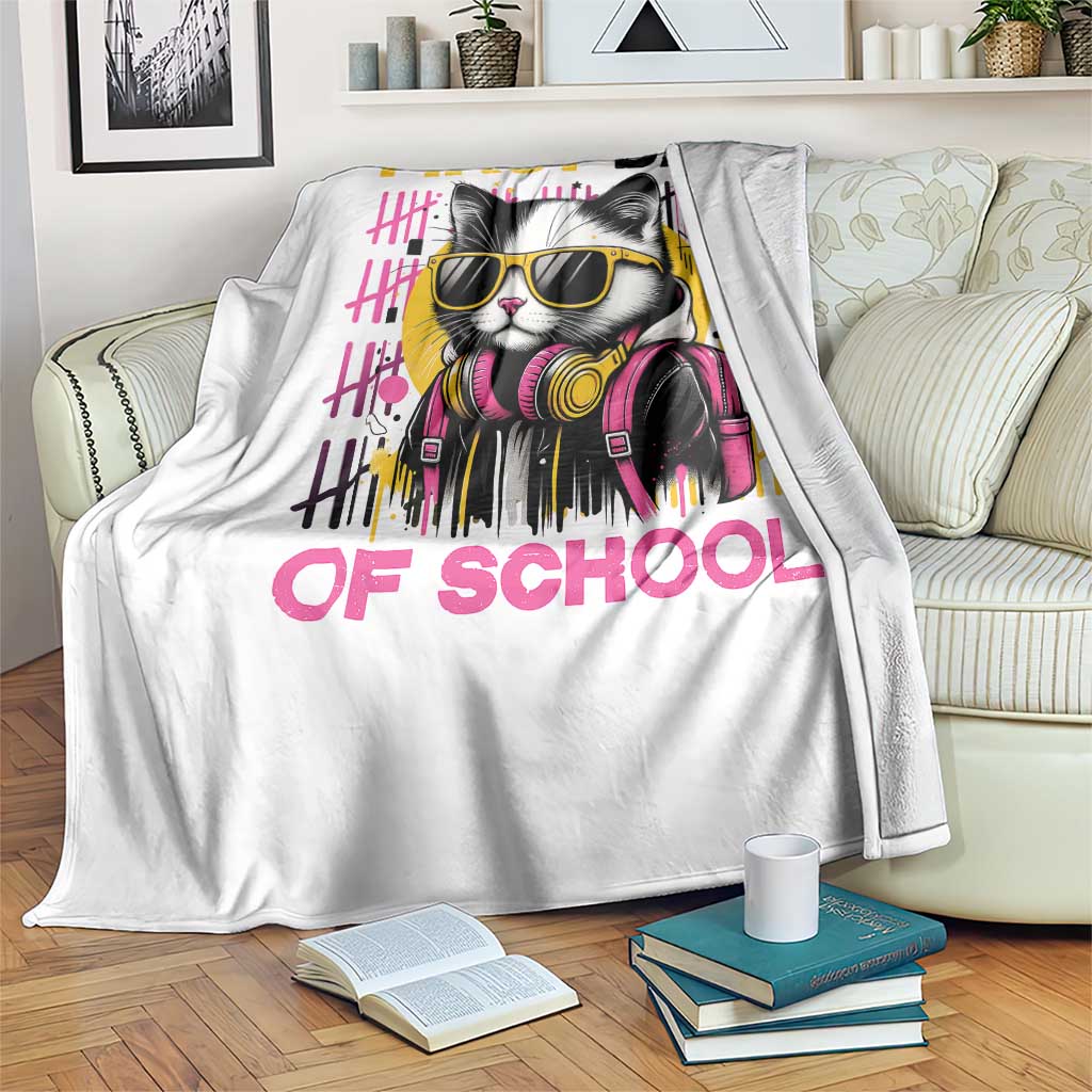 Funny Cat First Day Of School Throw Blanket Back To School Gift For Kids - Wonder Print Shop