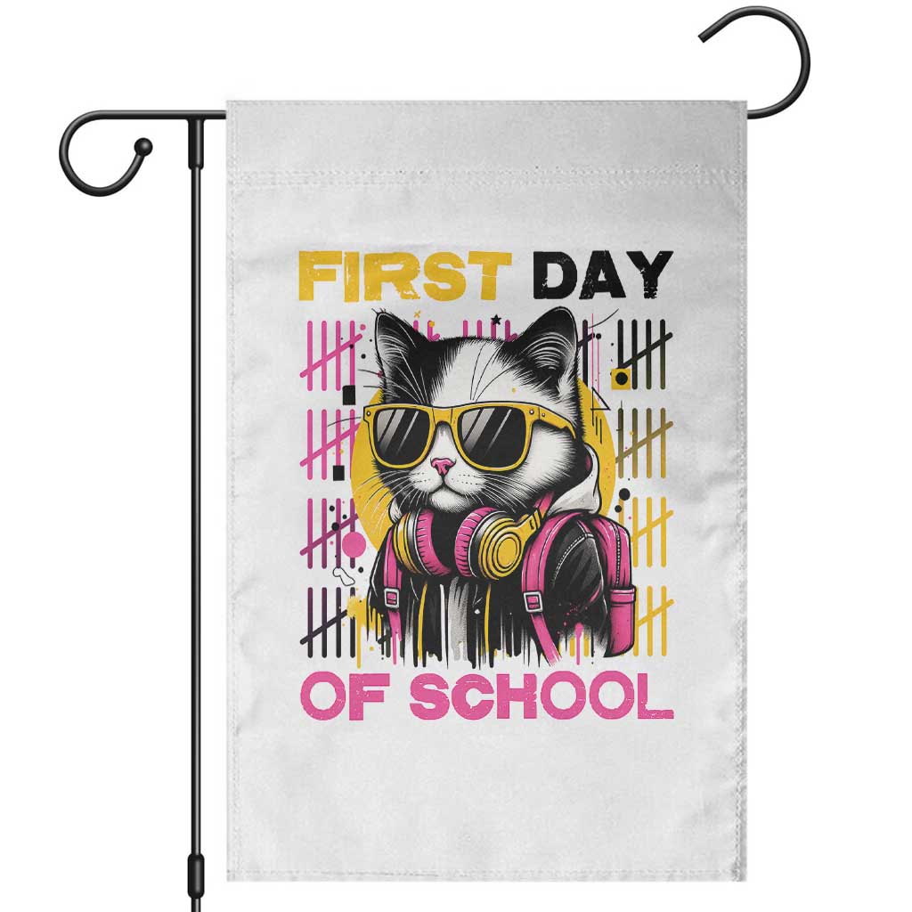 Funny Cat First Day Of School Garden Flag Back To School Gift For Kids - Wonder Print Shop