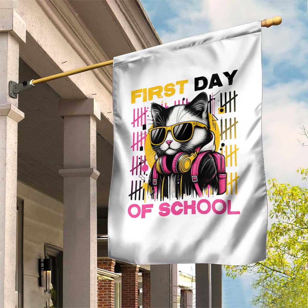 Funny Cat First Day Of School Garden Flag Back To School Gift For Kids - Wonder Print Shop